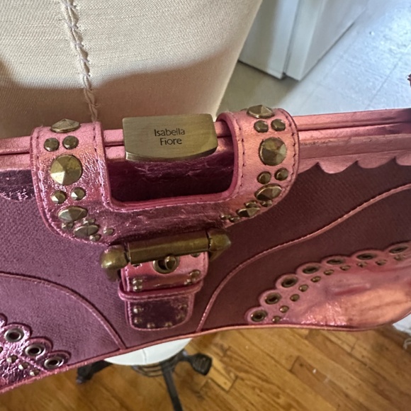 Isabella Fiore Pink Metallic and Canvas Handbag - Picture 5 of 5